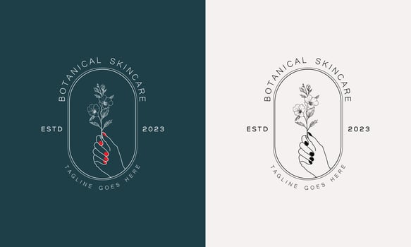Minimal feminine botanical floral branch and logo. Hand-drawn wedding herb, home plant with elegant leaves. Botanical rustic trendy greenery vector