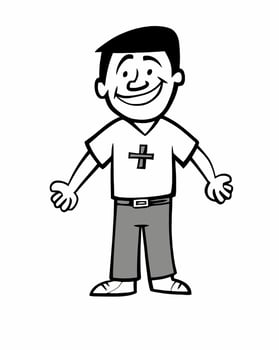 Religious Man with Cross on Shirt vector