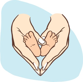 Mother's hands, motherhood, love, symbol vector