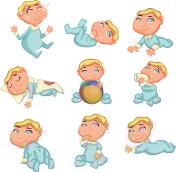 Set of baby emotions and movements vector