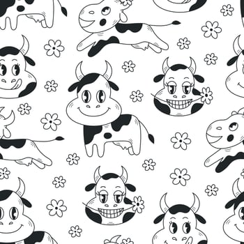 Cows seamless pattern vector