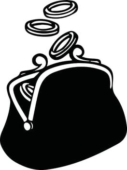 purse with golden coins, accumulation of wealth,   illustration vector
