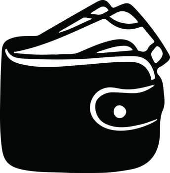 purse purse with paper money, accumulation of wealth,   illustration vector