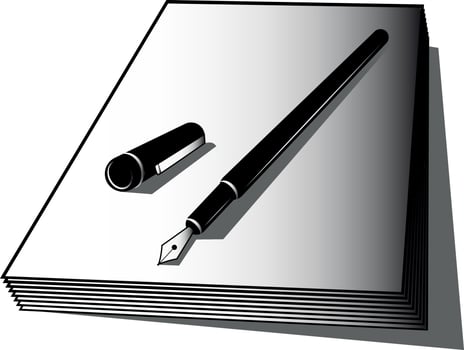 Vector Image Of A Fountain Pen And A Book