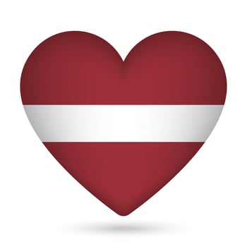 Latvia flag in heart shape. Vector illustration.