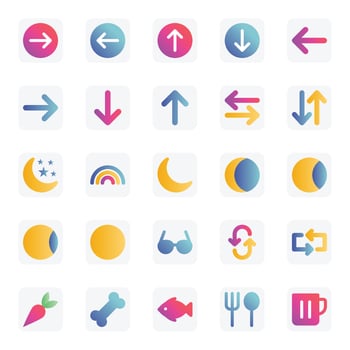 Gradient color icons for Universal web and mobile. vector