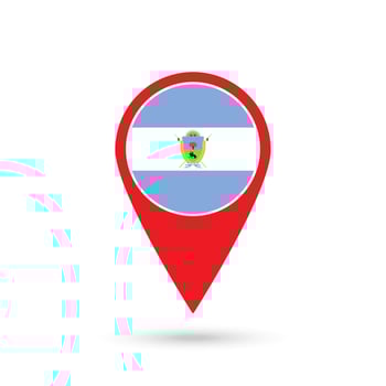 Map pointer with La Pampa Flag. Vector illustration.