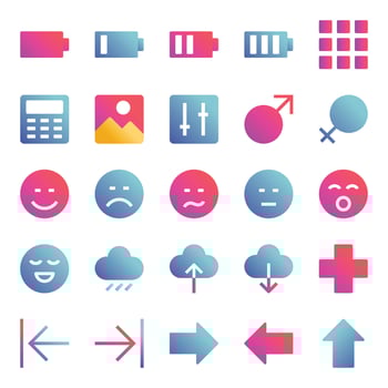 Gradient color icons for Universal, web. vector