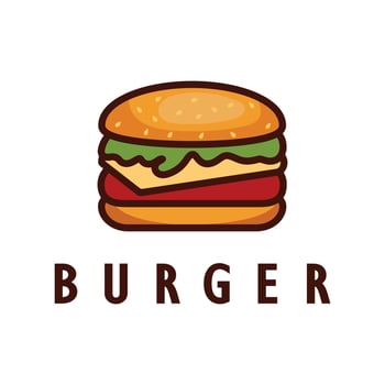 Burger logo illustration, restaurant emblem, cafe, burger and factory label, fast food, vector
