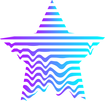 Cyberpunk neon geometric element. Vintage striped melted shape with holographic gradient. Memphis retro design. Star png