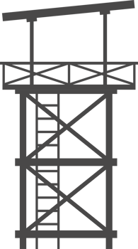 Observation tower in prison, army and for safari hunting. Military camp post silhouette png