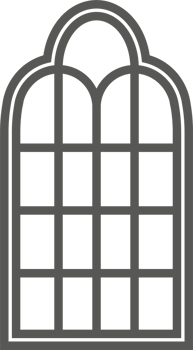 Church medieval window. Old gothic style architecture element. Outline illustration png