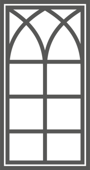 Church medieval window. Old gothic style architecture element. Outline illustration png