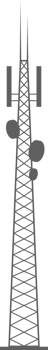 Transmission cellular tower silhouette. Mobile and radio communications tower with antennas for wireless connections. Outline illustration png