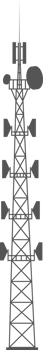 Transmission cellular tower silhouette. Mobile and radio communications tower with antennas for wireless connections. Outline illustration png