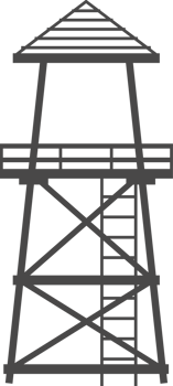 Observation tower in prison, army and for safari hunting. Military camp post silhouette png