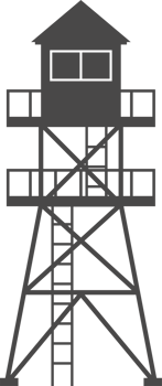 Observation tower in prison, army and for safari hunting. Military camp post silhouette png