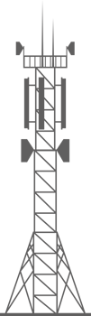 Transmission cellular tower silhouette. Mobile and radio communications tower with antennas for wireless connections. Outline illustration png