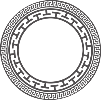 Circle Greek frame. Round meander border. Decoration elements pattern png