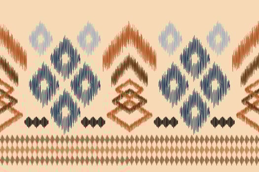 Ethnic Ikat fabric pattern geometric style.African Ikat embroidery Ethnic oriental pattern brown cream background. Abstract,vector,illustration.For texture,clothing,scraf,decoration,carpet,silk. vector