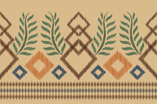Ethnic Ikat fabric pattern geometric style.African Ikat embroidery Ethnic oriental pattern brown cream background. Abstract,vector,illustration.For texture,clothing,scraf,decoration,carpet,silk. vector