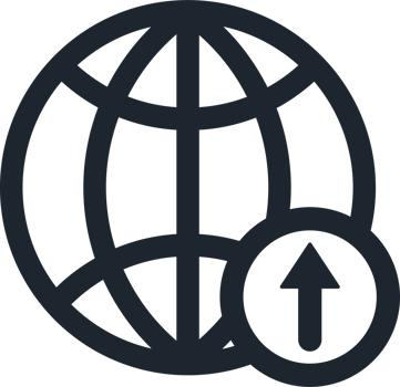 Globe icon with Arrow up. png