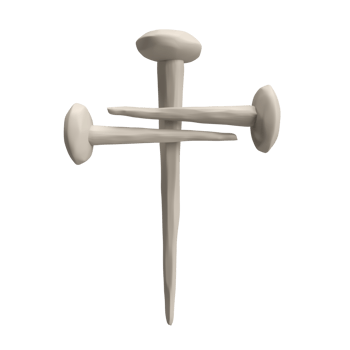 3d nails of Jesus Christ in form of cross. Easter icon rendering christian symbol forgiveness and love of God. illustration isolated transparent png background