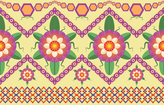 mandala flower colorful fabric. Geometric ethnic pattern in traditional oriental background Design for carpet,wallpaper,clothing,wrapping,batik,Vector illustration embroidery style. vector