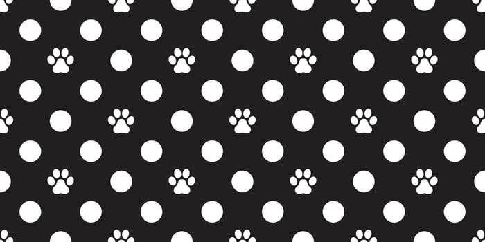 Dog Paw Seamless Pattern vector Cat paw foot print isolated polka dot wallpaper background backdrop black