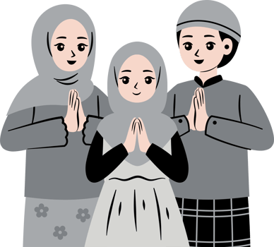 eid mubarak greeting cartoon character family png