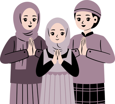 eid mubarak greeting cartoon character family png