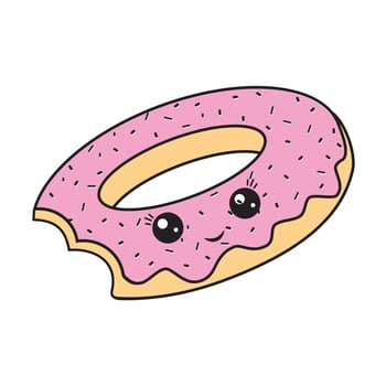 Cute character donut kawaii. Vector isolated cartoon-style illustration. Poop character concept