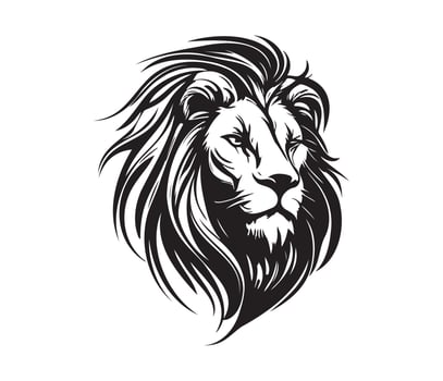 Lion Face, Silhouettes Lion Face , black and white Lion vector