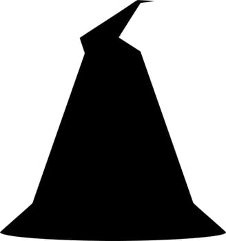 Vector silhouette of witch hat on white background