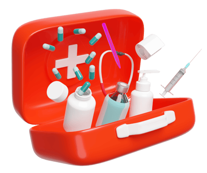 3d red first aid kit open icon isolated. 3d render illustration png