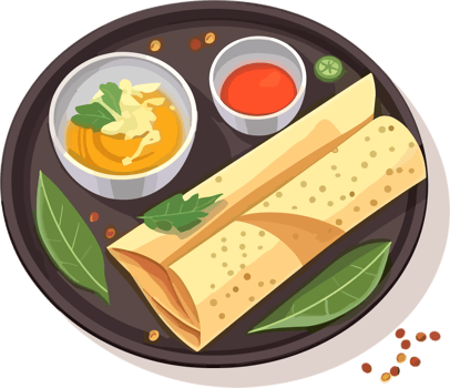 Masala Dosa, Indian traditional food with sambhar decorated on plate png