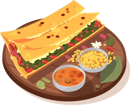 Masala Dosa with sambhar illustration, Indian food png