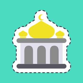 Sticker line cut mosque. Building elements. Good for prints, web, posters, logo, site plan, map, infographics, etc. vector