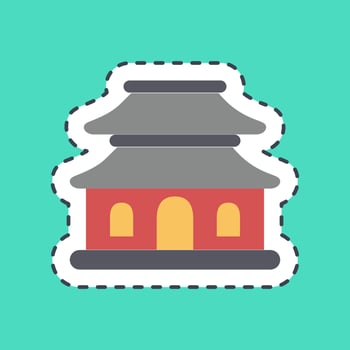 Sticker line cut pagoda. Building elements. Good for prints, web, posters, logo, site plan, map, infographics, etc. vector