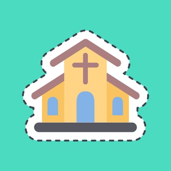 Sticker line cut chruch. Building elements. Good for prints, web, posters, logo, site plan, map, infographics, etc. vector