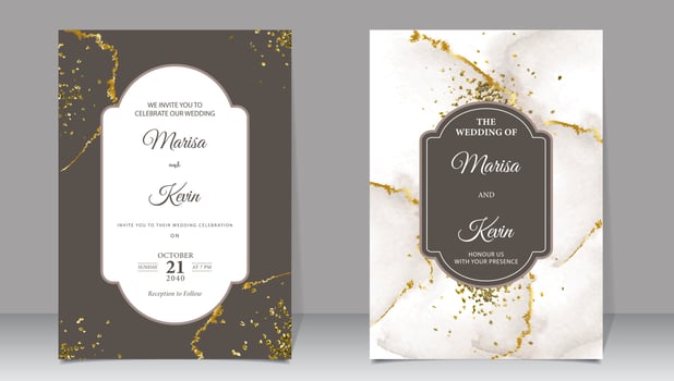 Luxury wedding invitation and gold glitter with watercolor background vector