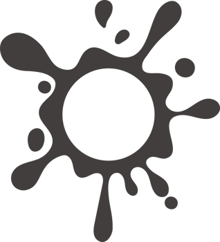 Cartoon drops, splashes and splatters. Stain of paint and ink with splashes. png