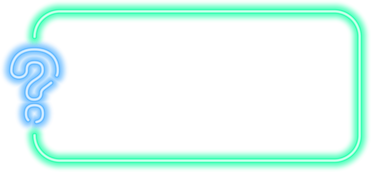 Neon quiz game template with question mark. Square frame png