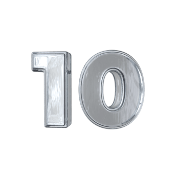 Number 10 3D render with diamond material png