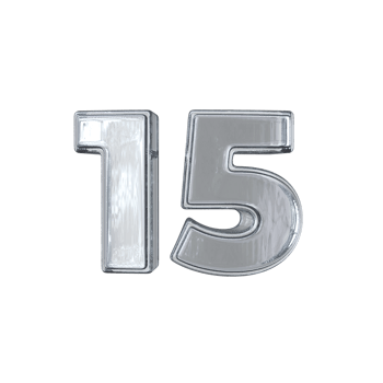 Number 15 3D render with diamond material png