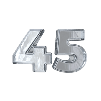 Number 45 3D render with diamond material png