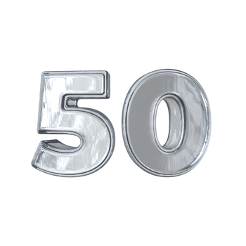 Number 50 3D render with diamond material png