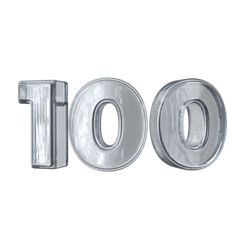 Number 100 3D render with diamond material png