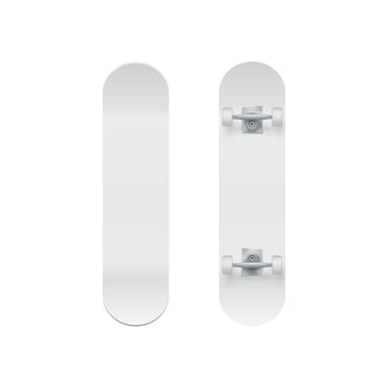 Skateboard template. Realistic skateboard mockup. Extreme urban activity. Vector illustration isolated on white