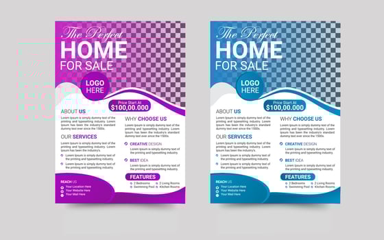 real estate business modern sale flyer or sale poster design template.home sale flyer layout vector